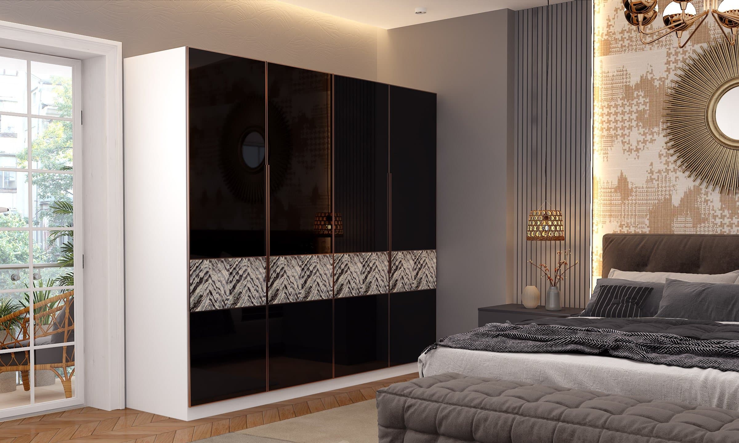 A Black Sliding Door Wardrobe